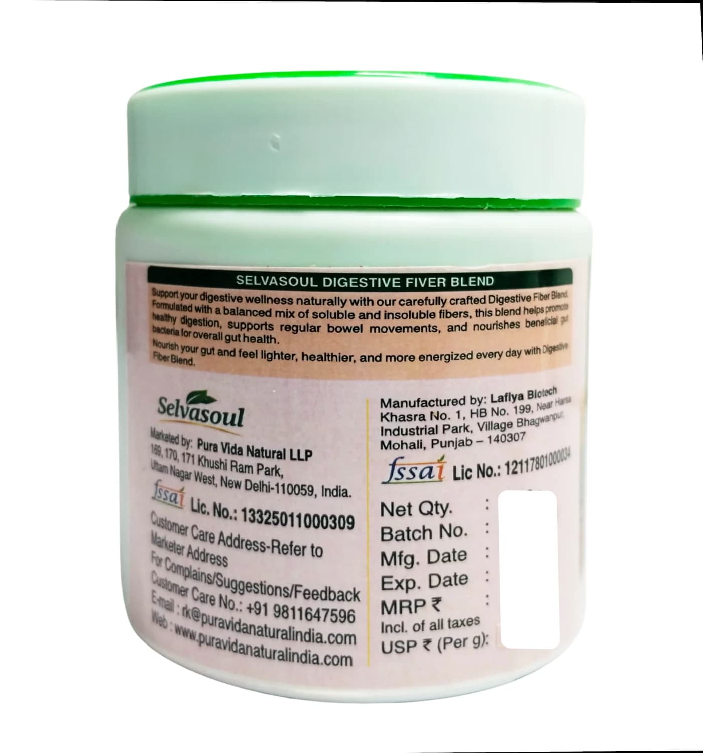 Selvasoul Digestive Fiber Blend: Marketer and manufacturer details